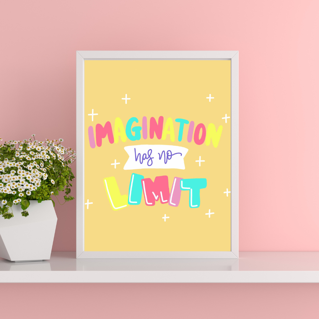 Imagination has no limits | A4 art print | Uplifting quote