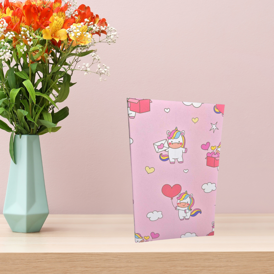 Unicorn love notebook | A5 paperback | 30 plain pages